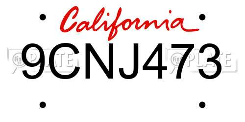 9CNJ473 California License Plate