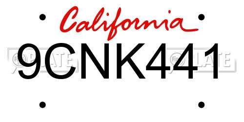 9CNK441 California License Plate