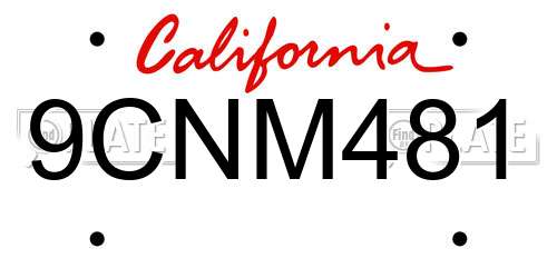 9CNM481 California License Plate