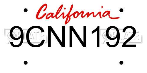9CNN192 California License Plate