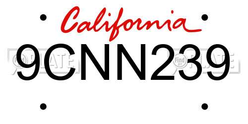 9CNN239 California License Plate