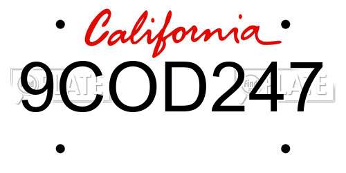 9COD247 California License Plate