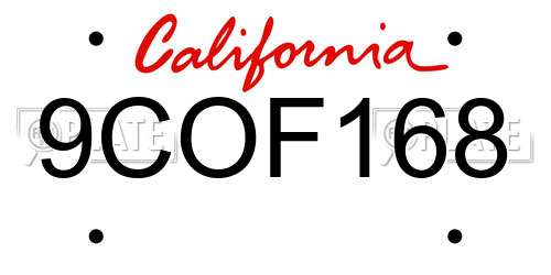 9COF168 California License Plate