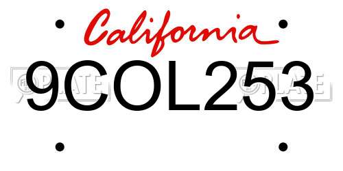 9COL253 California License Plate