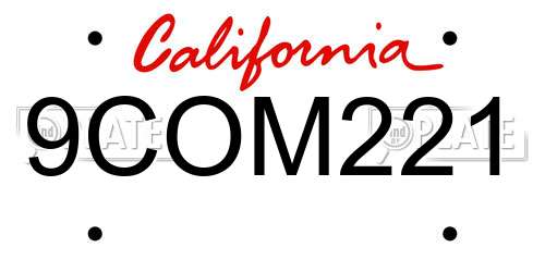 9COM221 California License Plate