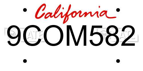 9COM582 California License Plate