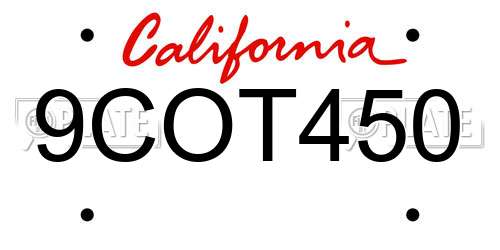 9COT450 California License Plate