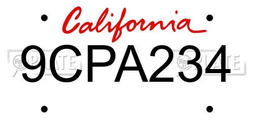 9CPA234 California License Plate