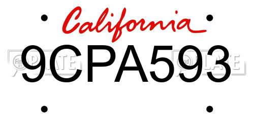 9CPA593 California License Plate