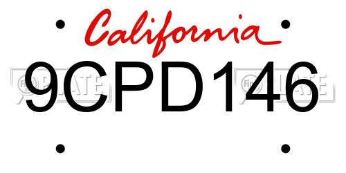 9CPD146 California License Plate