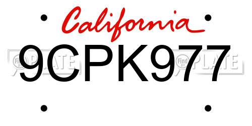 9CPK977 California License Plate