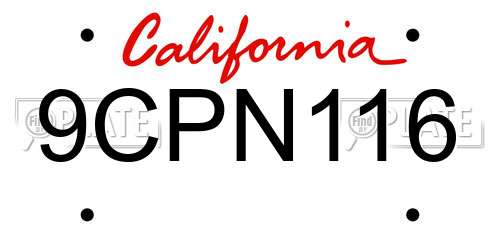 9CPN116 California License Plate