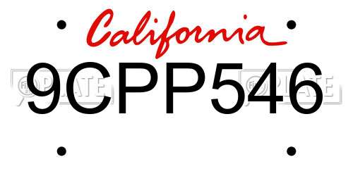 9CPP546 California License Plate