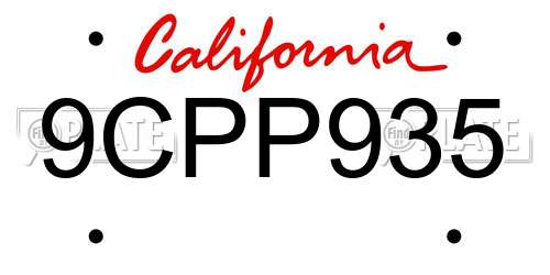 9CPP935 California License Plate