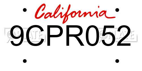 9CPR052 California License Plate