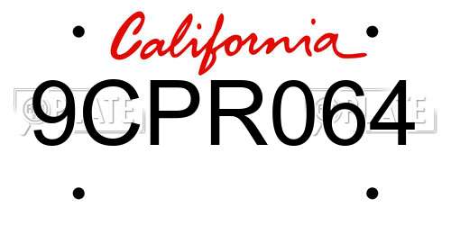 9CPR064 California License Plate