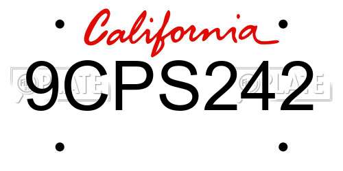9CPS242 California License Plate