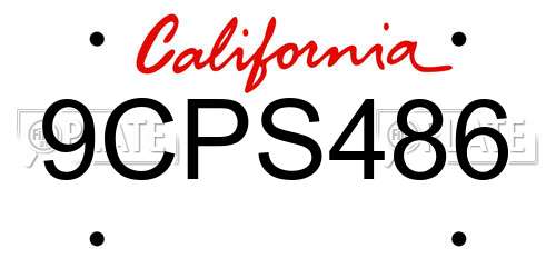 9CPS486 California License Plate