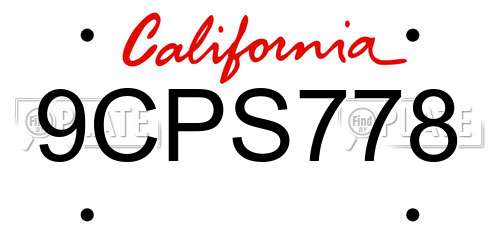 9CPS778 California License Plate
