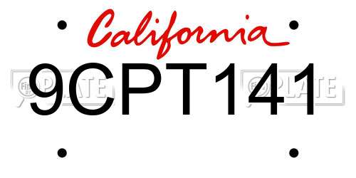 9CPT141 California License Plate