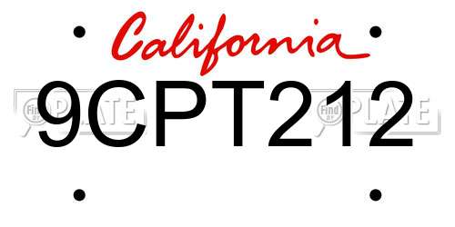 9CPT212 California License Plate