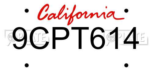 9CPT614 California License Plate