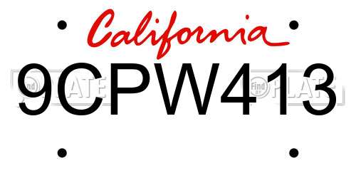 9CPW413 California License Plate
