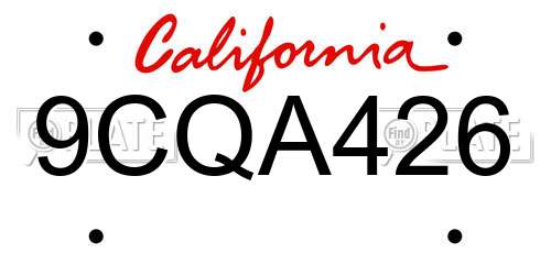 9CQA426 California License Plate