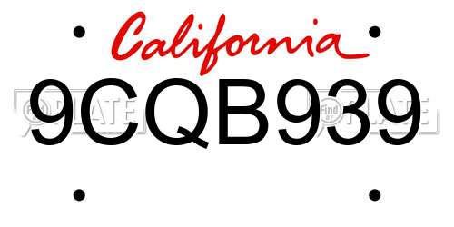 9CQB939 California License Plate
