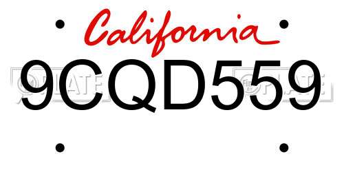 9CQD559 California License Plate