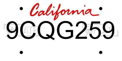 9CQG259 California License Plate