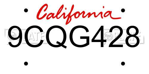 9CQG428 California License Plate
