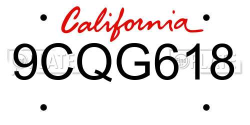 9CQG618 California License Plate