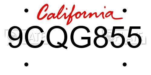 9CQG855 California License Plate