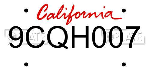 9CQH007 California License Plate