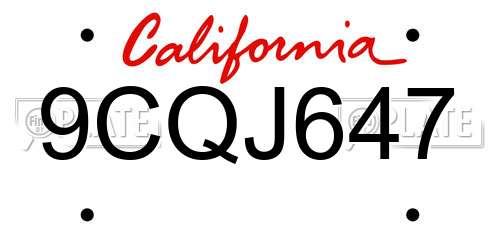 9CQJ647 California License Plate