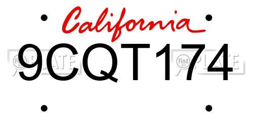 9CQT174 California License Plate
