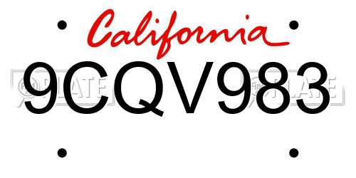 9CQV983 California License Plate