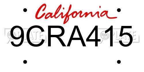 9CRA415 California License Plate