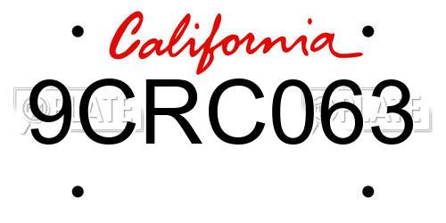 9CRC063 California License Plate