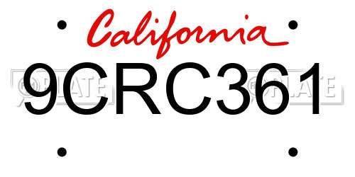 9CRC361 California License Plate