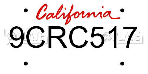 9CRC517 California License Plate