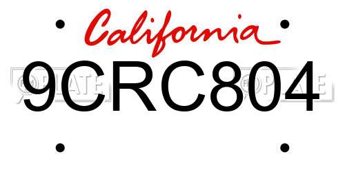 9CRC804 California License Plate