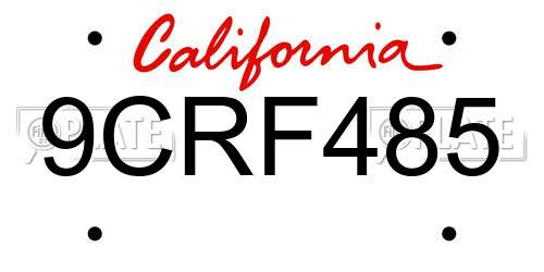 9CRF485 California License Plate