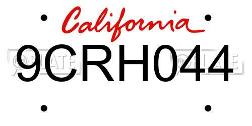 9CRH044 California License Plate