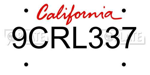 9CRL337 California License Plate