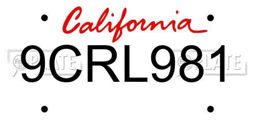 9CRL981 California License Plate