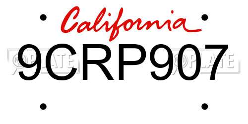 9CRP907 California License Plate