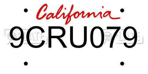 9CRU079 California License Plate
