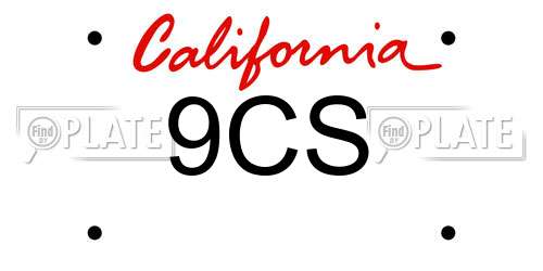 9CS California License Plate